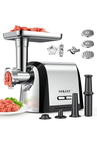 Alim Sokany Meat Grinder 3200W 3-in-1 Sausage Stuffer & Kubbe Maker