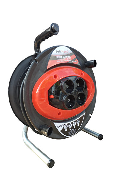 Artenova Extension cord, electrical cable on black reel, 30 meters.