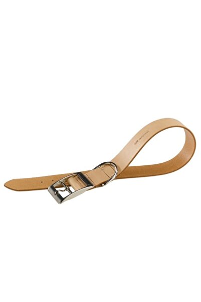 Ferplast طوق كلب من الجلد الطبيعي C، اللون: بيج، الأبعاد: 27-35 سم × 15 مم