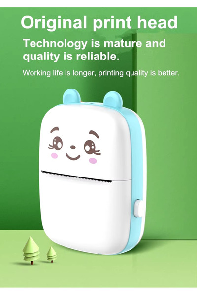 ABYZ Mini thermal printer set and 10 paper rolls 57x25mm Bluetooth iOS/Android APP printing 1000 mAh Blue