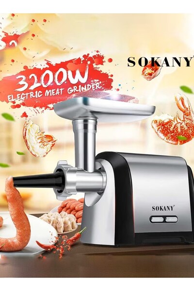 Alim Sokany Meat Grinder 3200W 3-in-1 Sausage Stuffer & Kubbe Maker