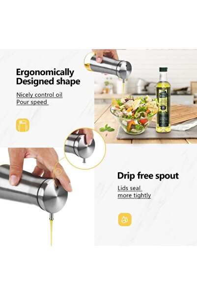 cc bin shihon Olive oil dispenser, slim and convenient stainless steel with a 250ml glass bottle for dispensing oil and vinegar.
