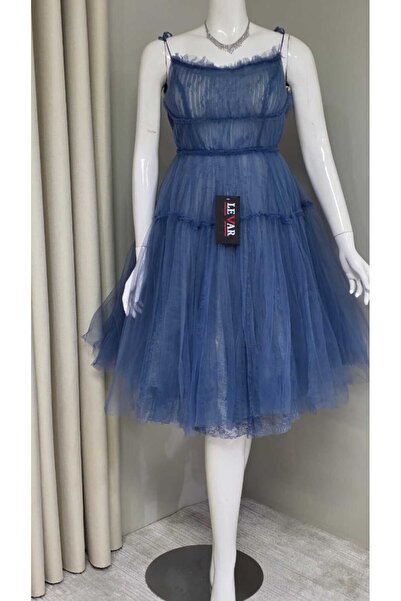 LEVAR blue tulle evening dress