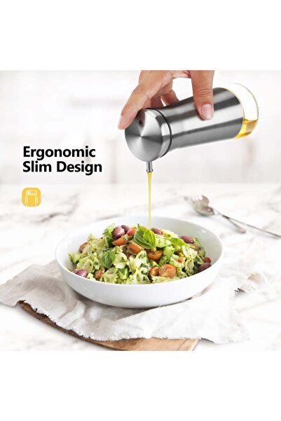 cc bin shihon Olive oil dispenser, slim and convenient stainless steel with a 250ml glass bottle for dispensing oil and vinegar.