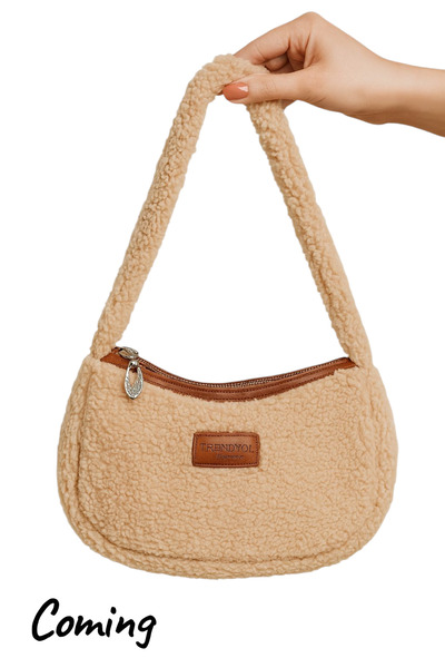 Sofia Women's Beige Plush Hand and Shoulder Bag