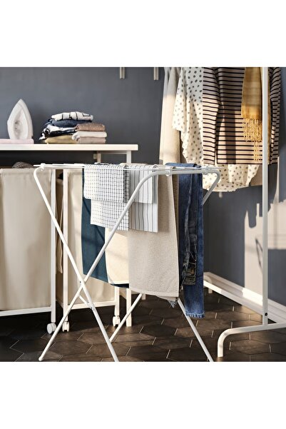 EliteEco Metallic Clothes Dryer X-Leg Foldable Metal Drying Rack in/outdoor, white