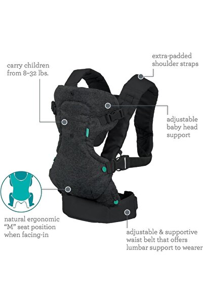 Infantino Flip Advanced 4-IN-1 Convertible Baby Carrier (Grey)