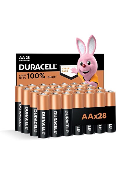 Duracell بطاريات قلوية AA 1.5 فولت، LR06 / MN1500 — عبوة من 28