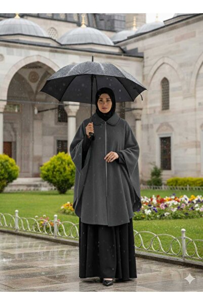 GigiTex Anthracite Dark Gray Fleece Poncho Length 90 cm Standard Size (36--60)