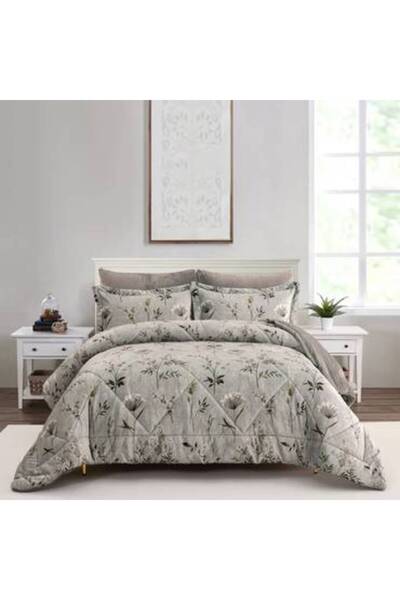 Cannon Canon Flannel Floral Bedspread with Sewn Filling 240x260cm 6 Pieces Double Size Donna