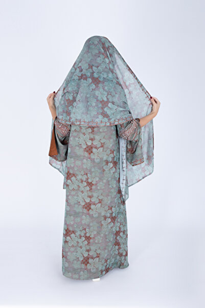 IKKXA Printed Jalabiya Crystal Patterns with Shawl