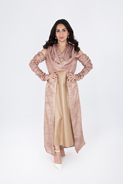 IKKXA طقم عصري مكون من قطعتين من القماش اللامع المكشوف الكتفين