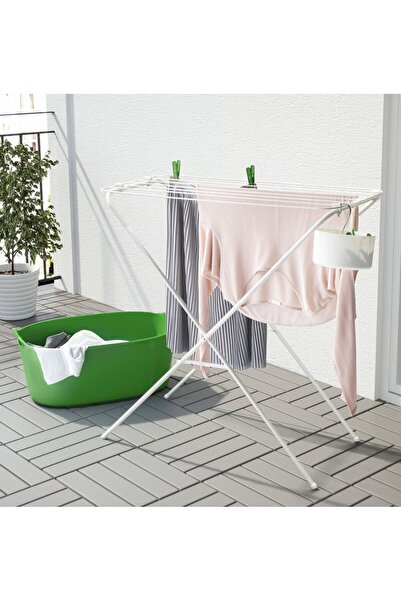 EliteEco Metallic Clothes Dryer X-Leg Foldable Metal Drying Rack in/outdoor, white