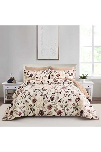 Cannon Canon Flannel Floral Bedspread with Sewn Filling 240x260cm 6 Pieces Double Size Donna