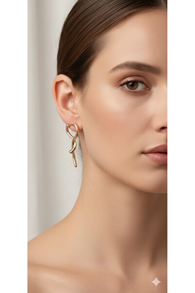 Dormina Brass Long Earrings Gold Color with Spiral Rod Design |   Stylish and...