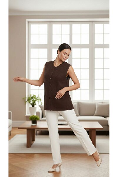 larocci Lace Knitted Vest Brown +Shawl Gift