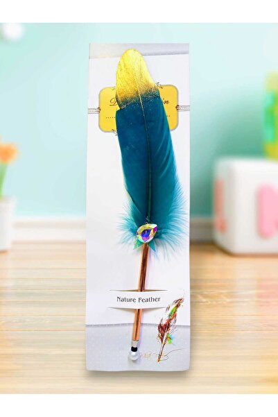 izmir yazici servis Tüylü Tükenmez Kalem Gerçek Tüy Metal Gövde İnci Görünümlü Kapak Hediyelik Divit Şekilli