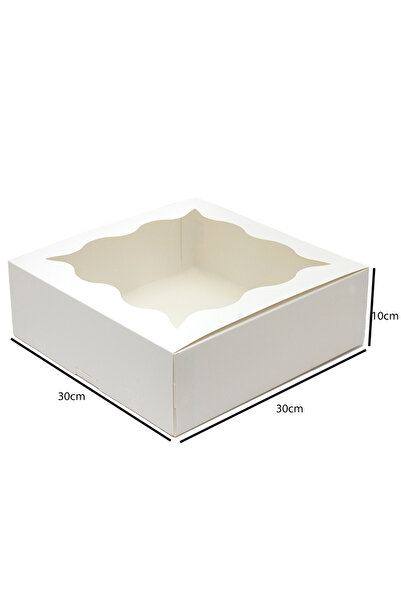 Generic White paper cake boxes with window, 30*30*10