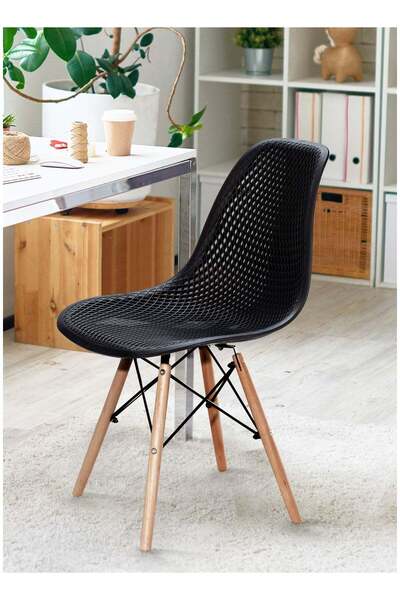 Taimi 3-Piece Dining Set – Round Tempered Glass Table 80x80x72cm with Wooden Legs & 2 Black Chairs