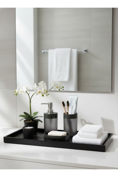 Hagen Transparent Solid Soap Dispenser + Liquid Soap Dispenser + Toothbrush Holder Set Bathroom Set Premium Quality