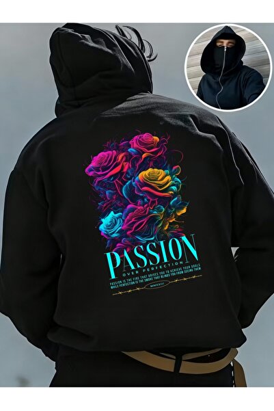 ship master سويت شيرت يونيسكس بقناع النينجا 3 Thread O قصة فضفاضة K بغطاء رأس...