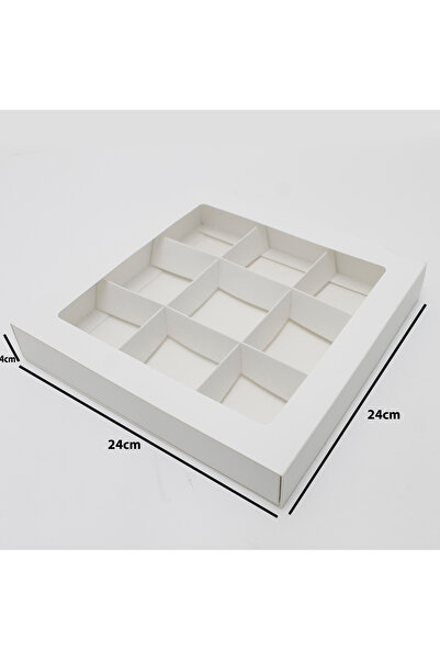 Generic Paper boxes with zipper closure for sweets and cakes, with a transparent window and 9 compartments.