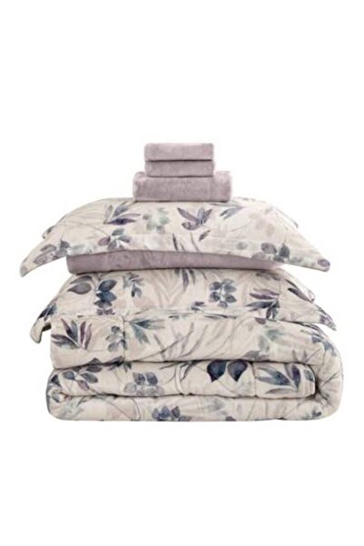 Cannon Canon Flannel Floral Bedspread with Sewn Filling 240x260cm 6 Pieces Double Size Donna