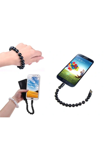 Genel Markalar Android Boncuk Tasarımlı Bileklik Şeklinde Şarj Data Kablosu
