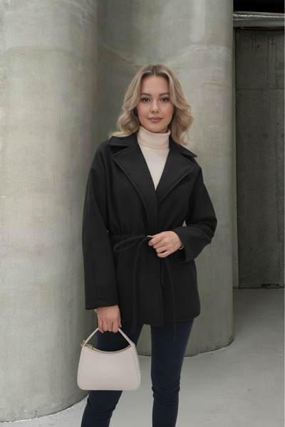 ALFUDO Moda Collection Black Tie-Dye Detailed Comfortable Fit Cashmere Cardigan/Jacket