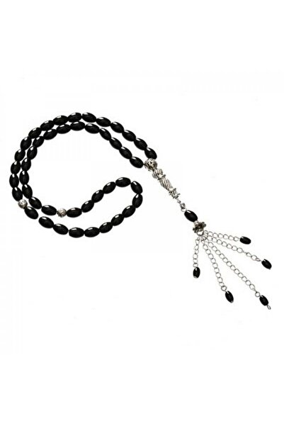 Eagal Natural Black Cylindrical Stone Tasbih (45 beads, 10 mm)