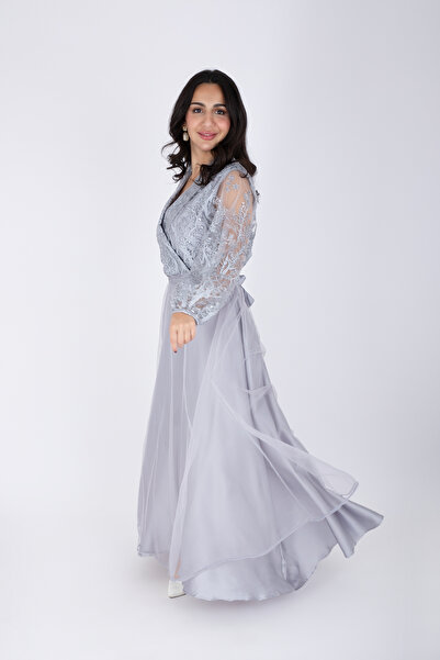 IKKXA Chiffon Layered Dress Applique Design