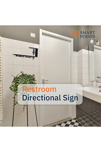 SP Acrylic Restroom Directional Sign, Men & Women Toilet Sign with Arrow, 3D Wall-Mounted, 36x17 cm