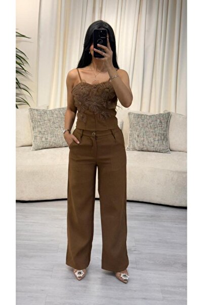 SELSAL Trousers and crossbody set with embroidered roses