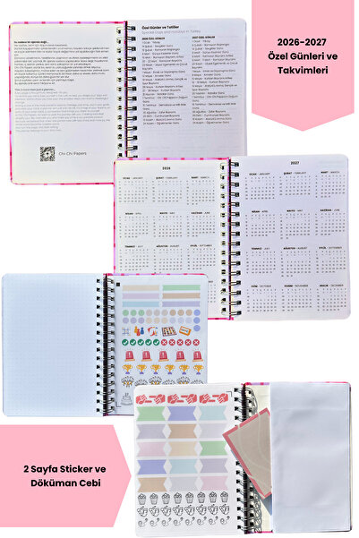 Chi-Chi Papers 2026 Weekly Planner - Handmade, 2 Pages with Stickers, Blue Ivy
