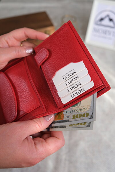 Norvi Leather Genuine Leather Women's Wallet Red 1222