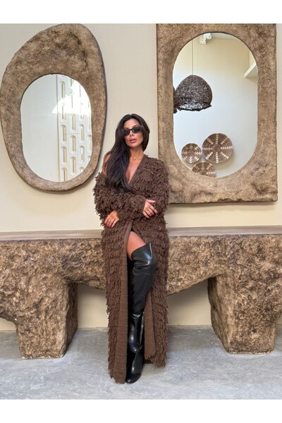 MAXXANA Tasseled Long Knit Cardigan