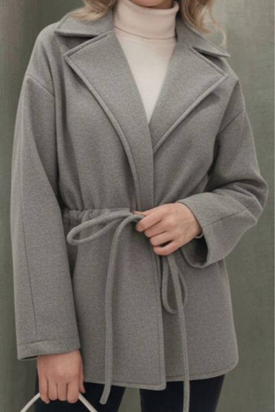 ALFUDO Moda Collection Gray Tie-Dye Detailed Comfortable Fit Cashmere Cardigan/Jacket
