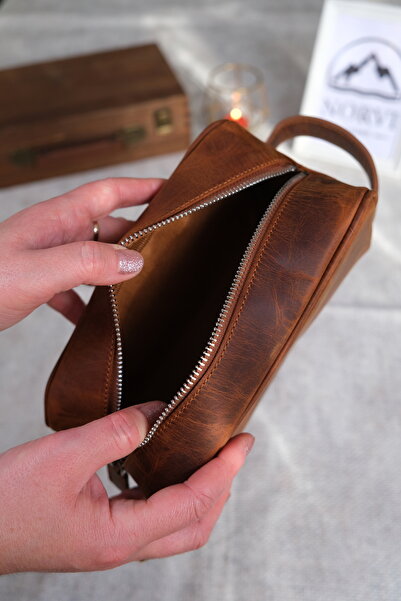 Norvi Leather Genuine Leather Handbag Fındık 1227