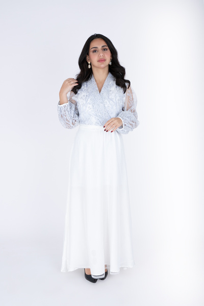 IKKXA Chiffon Layered Dress Applique Design