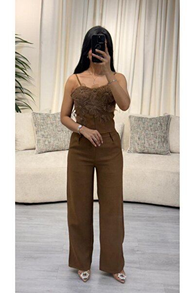 SELSAL Trousers and crossbody set with embroidered roses