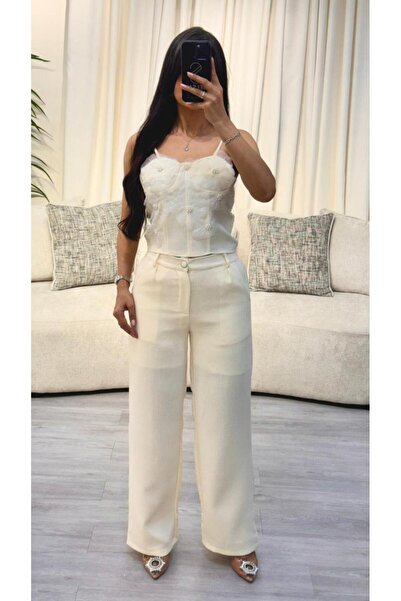 SELSAL Trousers and crossbody set with embroidered roses