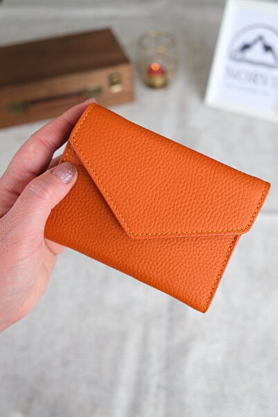 Norvi Leather Genuine Leather Envelope Wallet Orange 1216