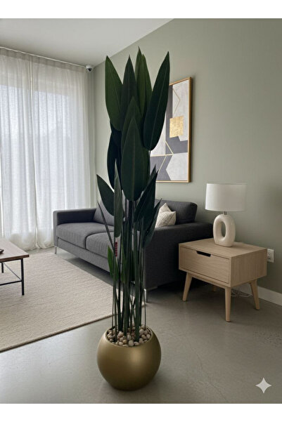 Oss elhetraf نبتة صناعية بارتفاع 130 سم في أصيص ذهبي فاخر