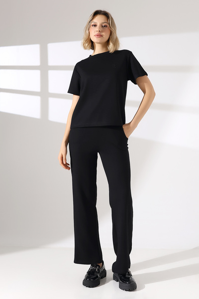 lubiti طقم ملابس مكون من تي شيرت مطرز على شكل أرنب وبنطلون من قماش المودال