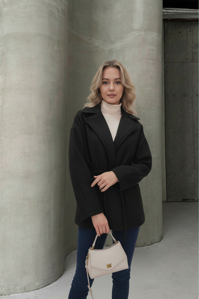 ALFUDO Moda Collection Black Tie-Dye Detailed Comfortable Fit Cashmere Cardigan/Jacket