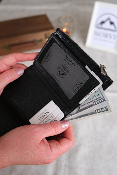 Norvi Leather Genuine Leather Envelope Wallet Black 1216