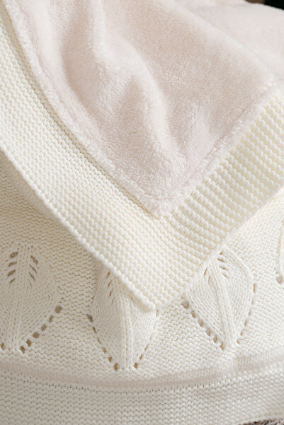 Koza Home Toffy Cream Floral Knitted Baby Blanket 100X100