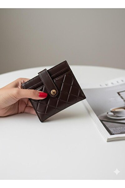 mlio Brown Medium Size Quilted Detailed Faux Leather Wallet