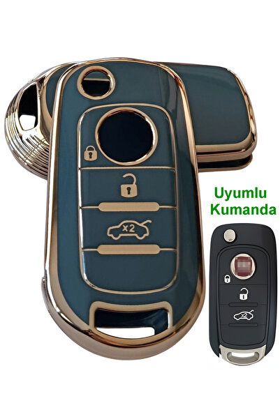 Kasey Fiat Egea Compatible Remote Control Case Auto Keychain 3 Keys Turquoise...