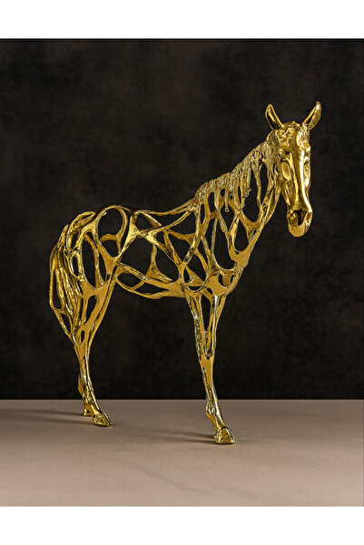 Oss elhetraf تحفة ديكور حصان ذهبي معدني بتصميم عصري مفتوح لتزيين المنزل والمكتب